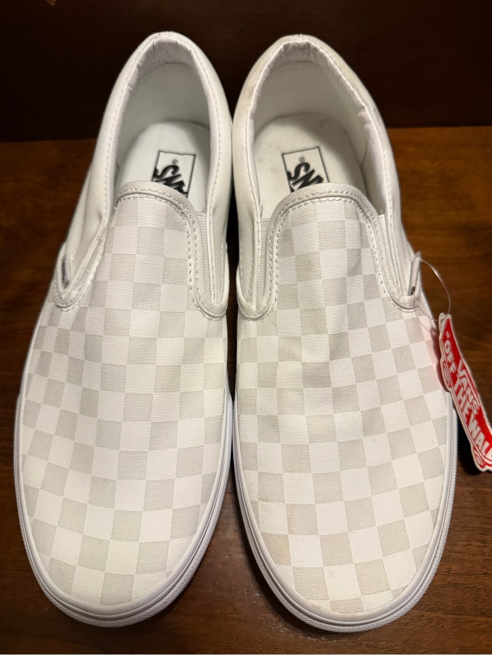Vans White Checkerboard Slip-On Sneakers